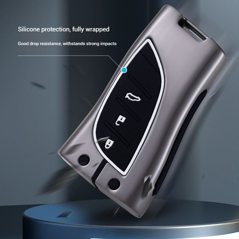 Load image into Gallery viewer, Lexus Metal Shell &amp; Soft Silicone Car Key Fob Case Cover For ES200, NX 300h, RX 300, LM, LS500h, LX 570
