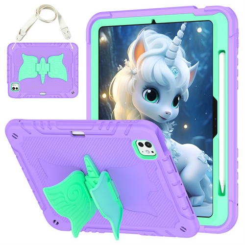 [Built-in Stand] Samsung Galaxy Tab A9 Plus 11’’ 2023 (X210/X215/X216B) - Kids Silicone Butterfly Heavy Duty Shockproof Case