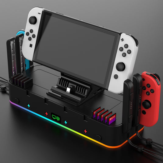 Nintendo Switch & OLED - Multi-functional RGB Wall Mount Stand Handle Hanger Bracket Charging Dock