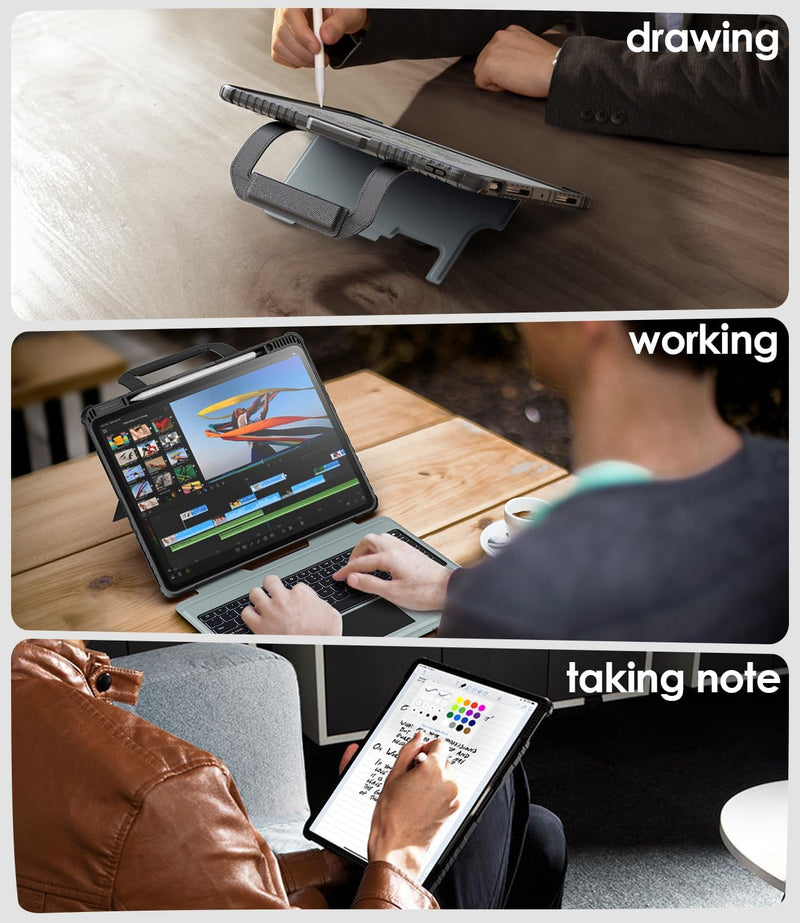 Load image into Gallery viewer, [Detachable][Built-in Slide Lens Cover] Apple iPad Pro 12.9-inch 3rd/4/5/6th Gen (2018/2020/2021/2022) Nillkin Magnetic Rugged Stand Keyboard Case With Backlit
