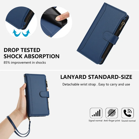 [With Card Slot] Samsung Galaxy S25 Edge (SM-S937) - Multifunctional Flip Phone Case With Magnetic Closure & Wrist Strap