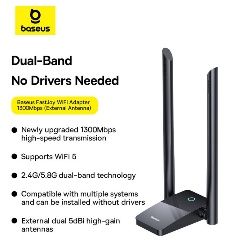 Load image into Gallery viewer, Baseus FastJoy Series WiFi Adapter 1300Mbps - Cluster Black - i-Station Mobile Phone &amp; Electronic Device Repair and Accessories
