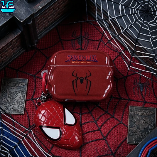 [Metal Keychain] Apple AirPods 4 Spider-Man Shockproof Silicone Protective Cover Case