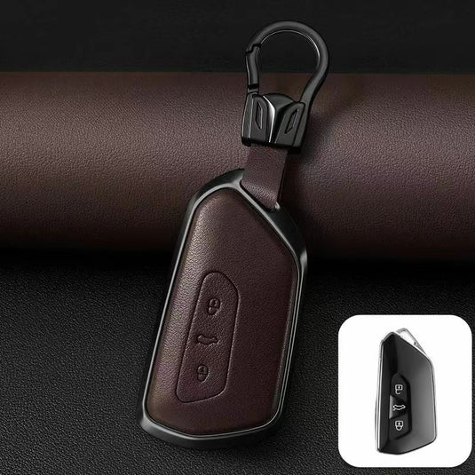 Volkswagen Zinc Alloy + PU Leather Car Key Fob Case Cover For Golf 7, Golf 8, Tiguan, Jetta, Passat, Lamando L, ID.3, ID.4,  ID.5, ID.6