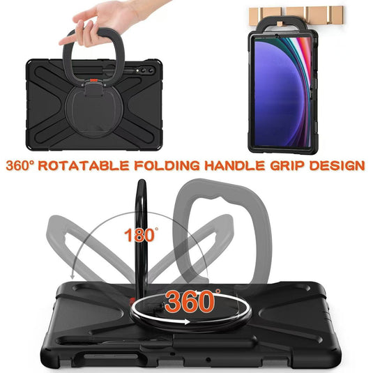 Samsung Galaxy Tab S7 Plus/S7 FE/S8 Plus 12.4" - Multifunctional Shockproof Heavy Duty Series Case With Shoulder Strap