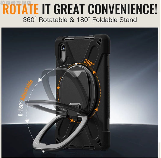 [With Shoulder Strap] Lenovo Idea Tab 11” 2025 (TB336FU/TB336ZU) - 360 Degree Rotation Heavy Duty EVA Kid Friendly Ring Holder Stand Case