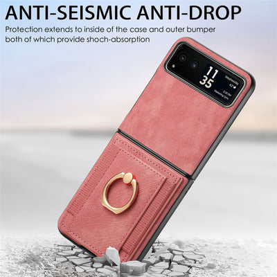 [With Ring Bracket] Motorola Moto Razr 60 PU Vegan Leather Card Slot Protective Case - i-Station Mobile Phone & Electronic Device Repair and Accessories