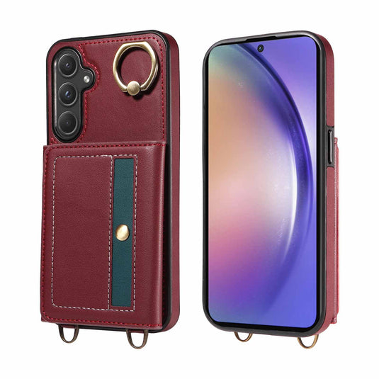 [With Ring Bracket][With Card Holder] Samsung S25/Plus/Ultra - Two-tone PU Leather Wallet Series Case