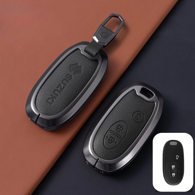 Load image into Gallery viewer, Suzuki Zinc Alloy Geuine Leather Car Key Fob Case Cover For Swift, Vitara, Baleno, Ciaz, SX4,  S-Cross, Jimny, Baleno, Ertiga
