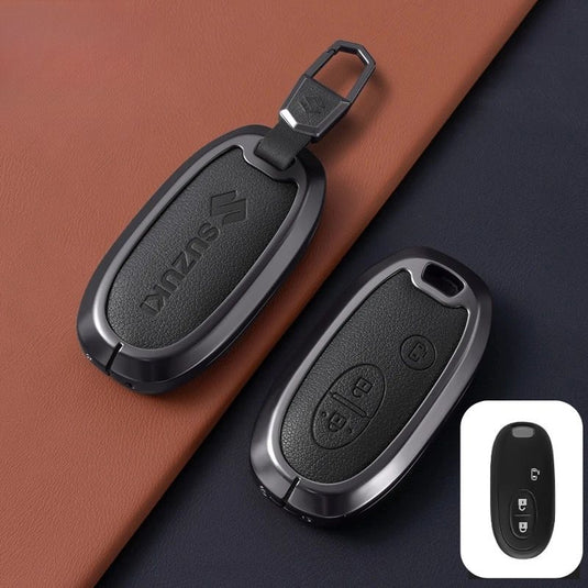 Suzuki Zinc Alloy Geuine Leather Car Key Fob Case Cover For Swift, Vitara, Baleno, Ciaz, SX4,  S-Cross, Jimny, Baleno, Ertiga