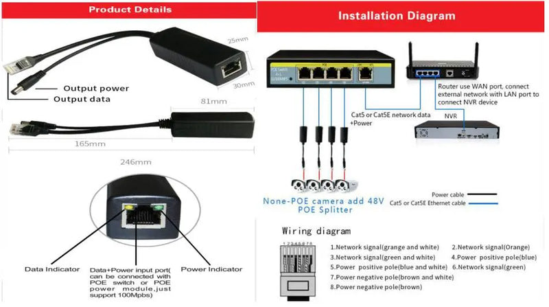 Load image into Gallery viewer, Active PoE Power Over Ethernet Splitter Adapter 48V-56V to 12V 1Amp POE Injector - Polar Tech Australia
