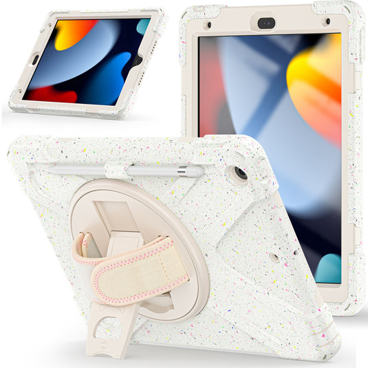 [Built-in Stand][With Wrist Strap] Apple iPad 7/8/9 10.2'' 7/8/9th Gen (2019/2020/2021) Kid Friendly Heavy Duty Ring Holder Stand Case