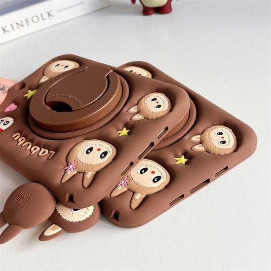 [Built-in Ring Holder][With Pen Slot] Apple iPad Air 4/5 10.9'' 4/5th Gen (2020/2022) Labubu Cartoon Silicone Anti-Drop Protective Case