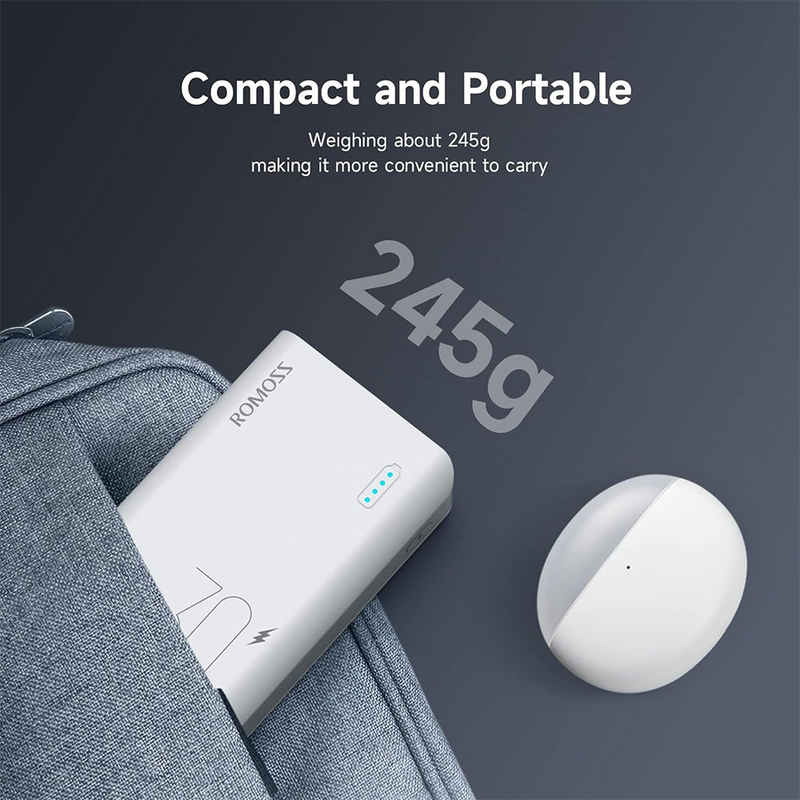 Load image into Gallery viewer, Romoss Sense4S Pro 30W 10000mAh Powe Bank Two-way Fast Charging Power Bank Type-C 3 Input 3 Output-White
