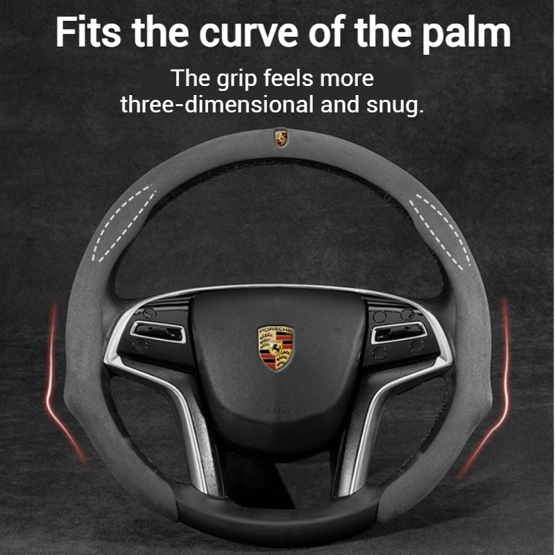 Load image into Gallery viewer, [36/38 CM] Porsche Suede Car Steering Wheel Covers With Logo For Cayenne, Macan, Panamera, 718 Boxster, Cayman - i-Station Mobile Phone &amp; Electronic Device Repair and Accessories
