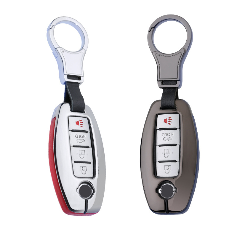 Load image into Gallery viewer, Nissan Zinc Alloy + PU Leather Car Key Fob Case Cover For Serena, Elgrand, Skyline, X-Trail, NoteCube,  March
