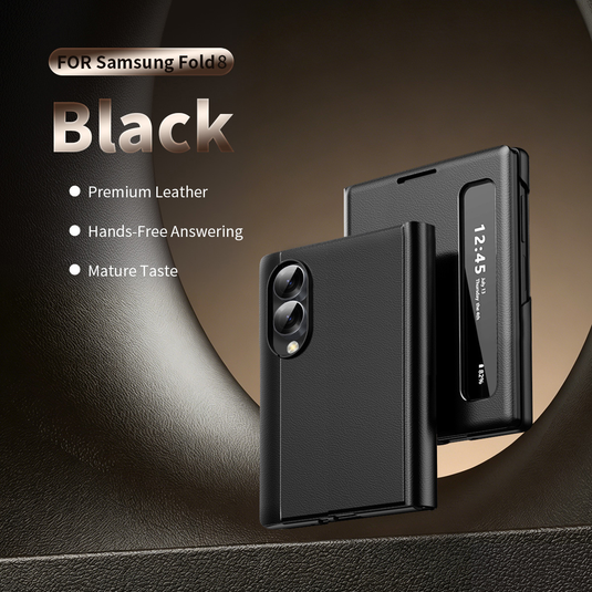 [With Card Slot] Samsung Galaxy Z Fold8/Ultra - Smart Window Allows Answering Calls Without Opening the Cover Leather Case