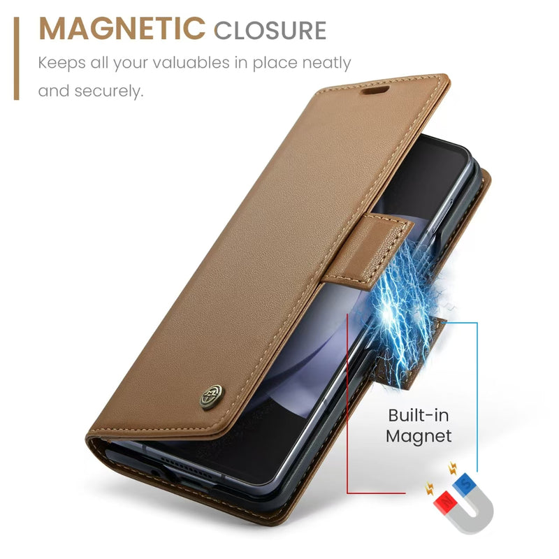 Load image into Gallery viewer, Samsung Galaxy Z Fold 6 (SM-F956) Premium Leather Shockproof Wallet Series Case
