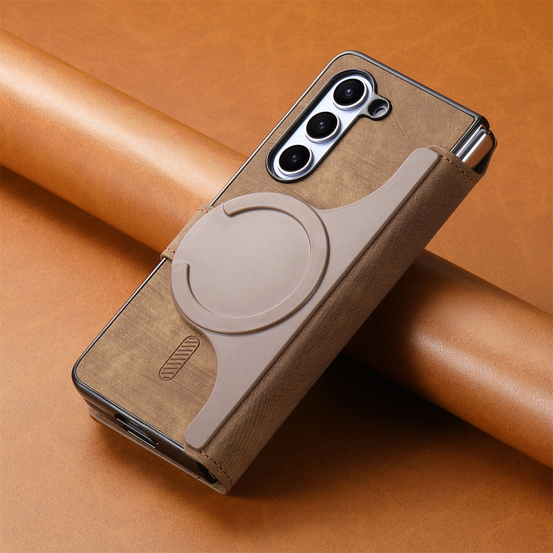 Load image into Gallery viewer, [Magsafe Compatible][Detachable] Samsung Galaxy Z Fold3 SM-F926 Leather Flip Shockproof Wallet Series Case With Card Slot
