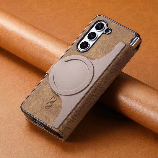 [Magsafe Compatible][Detachable] Samsung Galaxy Z Fold5 SM-F946 Leather Flip Shockproof Wallet Series Case With Card Slot