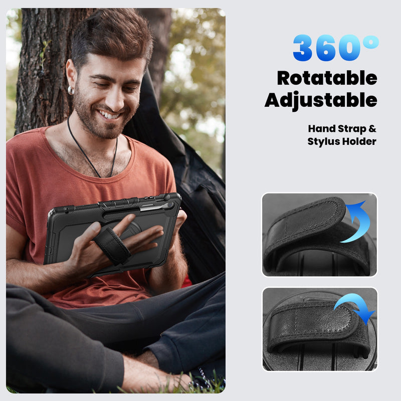 Load image into Gallery viewer, [Built-in Stand] Samsung Galaxy Tab S10 FE Plus (2025) 13.1&quot; - 360 Degree Stand PC + Silicone Shockproof Case With Strap
