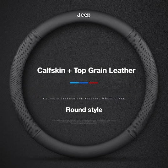Jeep Genuine Cowhide Leather Steering Wheel Cover For Wrangler, Cherokee, Renegade, Compass, Grand Commander - i-Station Mobile Phone & Electronic Device Repair and Accessories