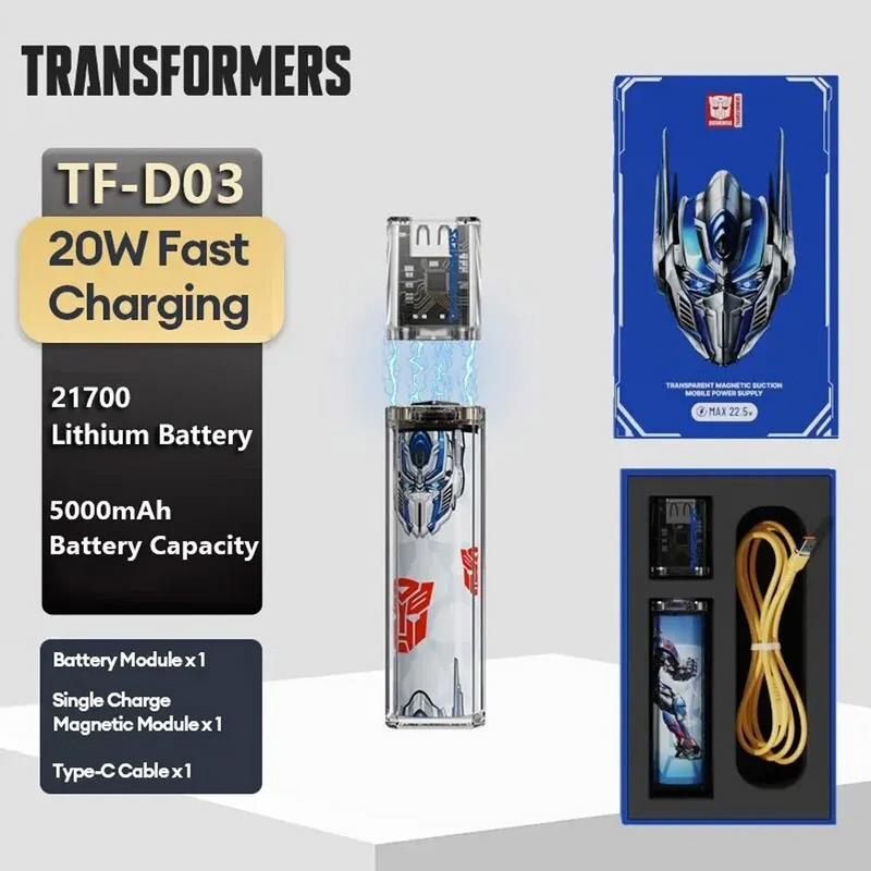 Load image into Gallery viewer, Transformers TF-D03 Removable Battery Charger Magnetic Power Bank 5000mAh
