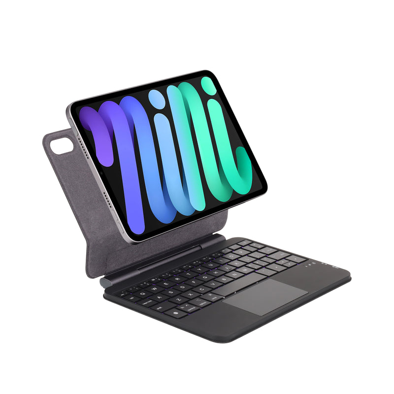 Load image into Gallery viewer, Apple iPad Mini 8.3&#39;&#39; 6/7th Gen (2021/2024) - Easy-Set Floating Cantilever Stand Precision Multi-Touch Trackpad Smart Wireless Keyboard Case With Backlit Keys

