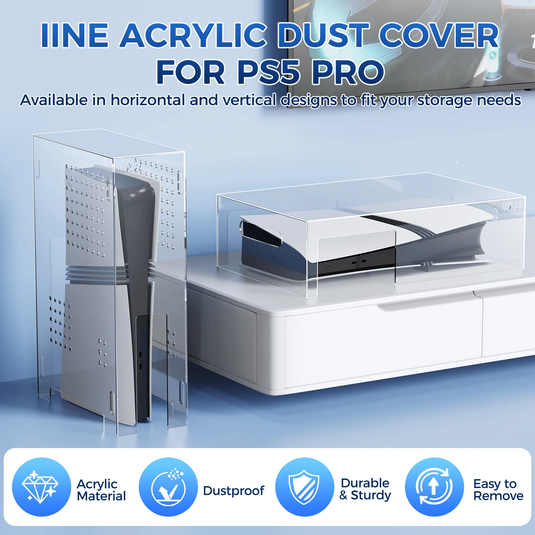 IINE Sony PlayStation PS5 Pro Disc & Digital Edition Acrylic Dust Cover for Game Console