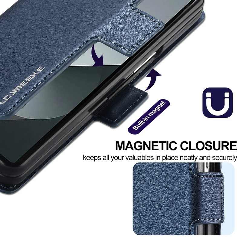 Load image into Gallery viewer, [Built-in Pen Slot][With Card Slot] Samsung Galaxy Z Fold7 Business Leather Fold Wallet Shockproof Case

