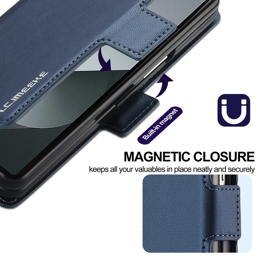 [Built-in Pen Slot][With Card Slot] Samsung Galaxy Z Fold7 Business Leather Fold Wallet Shockproof Case