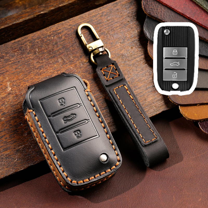 Load image into Gallery viewer, Roewe Handcrafted Genuine Leather Car Key Case For RX3, RX5 PLUS, RX8, 350, 360, i5
