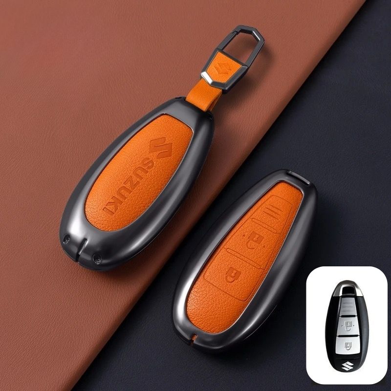 Load image into Gallery viewer, Suzuki Zinc Alloy Geuine Leather Car Key Fob Case Cover For Swift, Vitara, Baleno, Ciaz, SX4,  S-Cross, Jimny, Baleno, Ertiga

