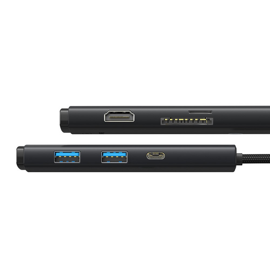 Baseus Lite Series 6-Port Type-C HUB Docking Station (Type-C to HDMI+USB3.0*2+PD+SD/TF) - Black - i-Station Mobile Phone & Electronic Device Repair and Accessories