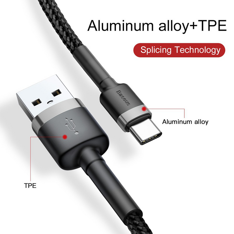 Load image into Gallery viewer, Baseus Cafule Cable USB For Type-C 2A 3m Compatible for iPhone 15 16 Series
