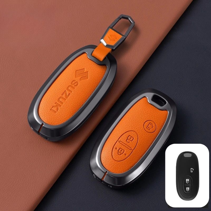 Load image into Gallery viewer, Suzuki Zinc Alloy Geuine Leather Car Key Fob Case Cover For Swift, Vitara, Baleno, Ciaz, SX4,  S-Cross, Jimny, Baleno, Ertiga
