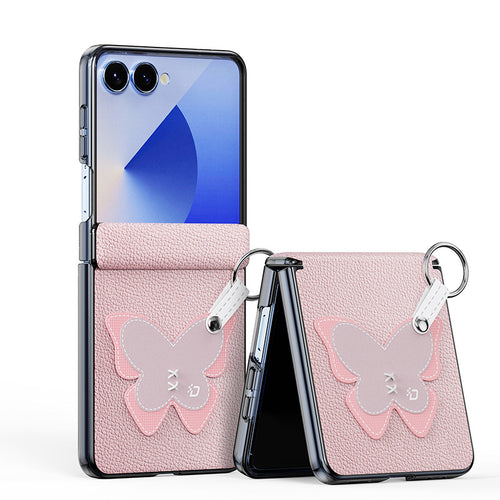 [With Lanyard]  Samsung Galaxy Z Flip7 PU Leather Foldable Protective Case