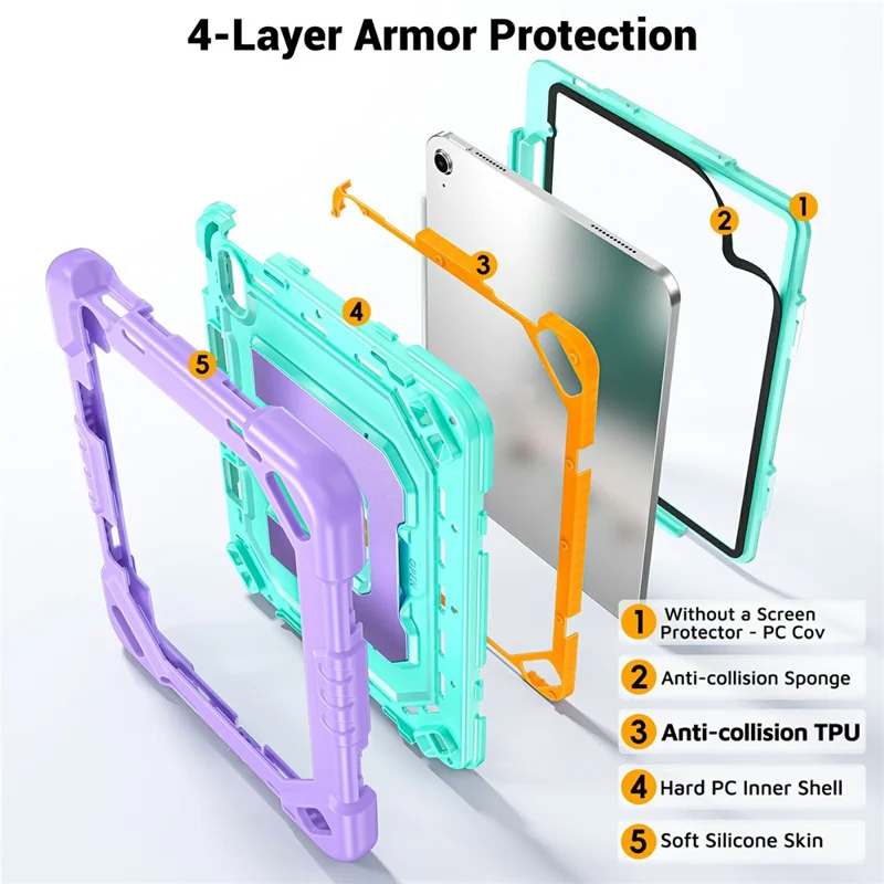 Load image into Gallery viewer, [Built-in Stand][With Shoulder Strap] Apple iPad Air 11-inch M2/M3/M4 (2024/2025/2026) Shock-absorb Heavy Duty Case
