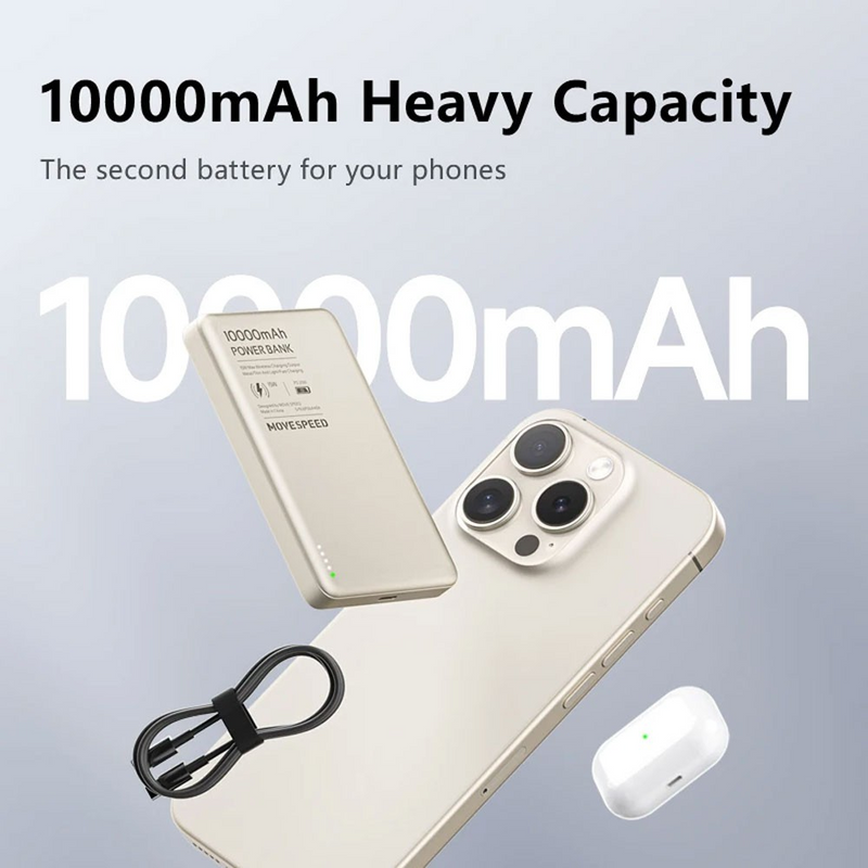 Load image into Gallery viewer, MOVE SPEED S10 Ultra-thin Titanium Magnetic Power Bank 10000mAh PD20W (YSPBS10)
