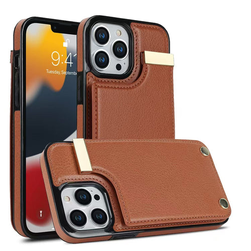 [With Card Slot] Apple iPhone 15/Plus/Pro/Pro Max Leather Minimalist Shockproof Wallet Series Case