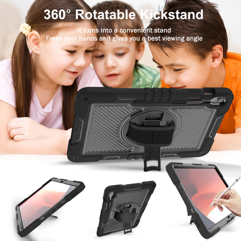 Load image into Gallery viewer, [Built-in Stand] Samsung Galaxy Tab S10 FE Plus (2025) 13.1&quot; - 360 Degree Rotating Shockproof Protection Case With Hand &amp; Shoulder Strap
