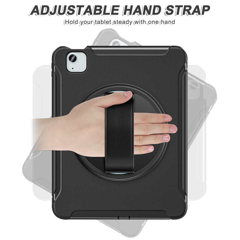 Load image into Gallery viewer, [Built-in Stand][With Wrist Strap] Apple iPad Air 11-inch M2 (2024) TPU Full-body Heavy Duty Ring Holder Stand Case
