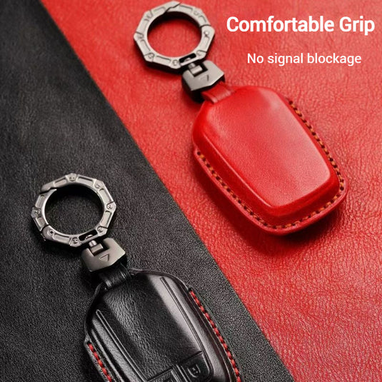 Isuzu Handcrafted Genuine Leather Car Key Fob Case Cover For D-MAX, MU‑X