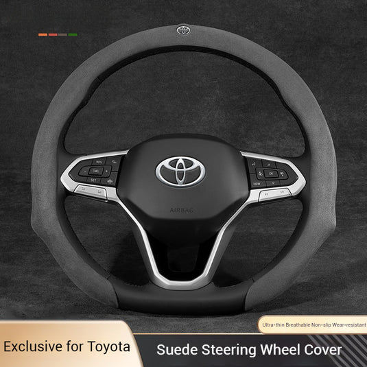 [38 CM] Toyota Suede Car Steering Wheel Covers With Logo For Corolla Cross, Levin, Camry 
RAV4, Frontlander - i-Station Mobile Phone & Electronic Device Repair and Accessories