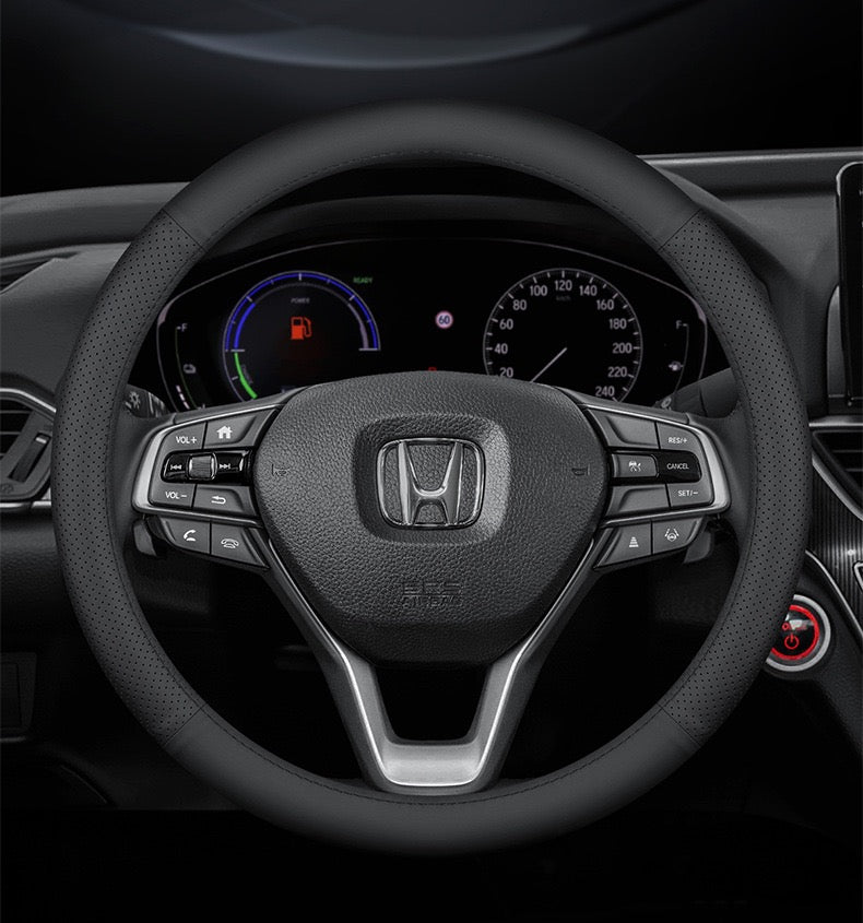 Load image into Gallery viewer, [38 CM] Universal Genuine Top Layer Leather Steering Wheel Cover For Honda Accord, Civic, CR-V, Breeze, Vezel, XR-V - i-Station Mobile Phone &amp; Electronic Device Repair and Accessories
