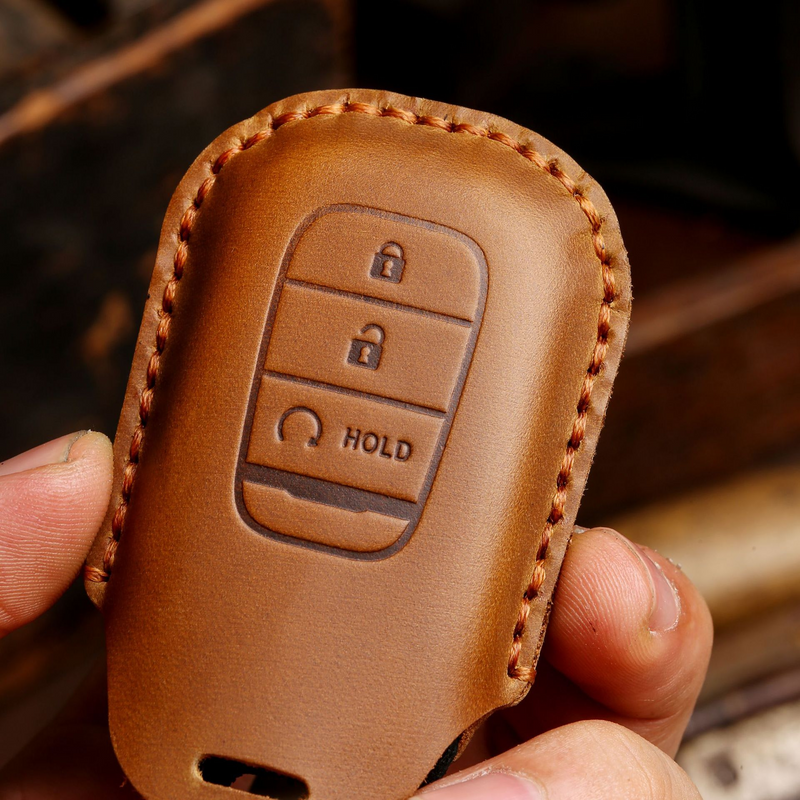 Load image into Gallery viewer, Honda Handcrafted Genuine Leather Car Key Fob Case Cover For CR-V, Accord, Civic, HR-V, Pilot
