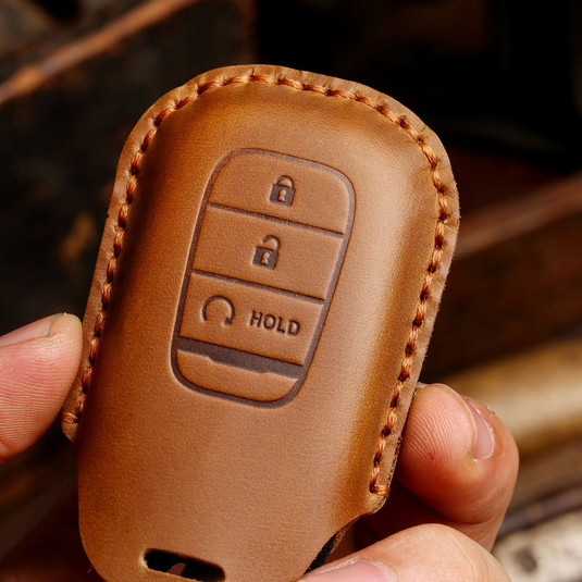 Honda Handcrafted Genuine Leather Car Key Fob Case Cover For CR-V, Accord, Civic, HR-V, Pilot
