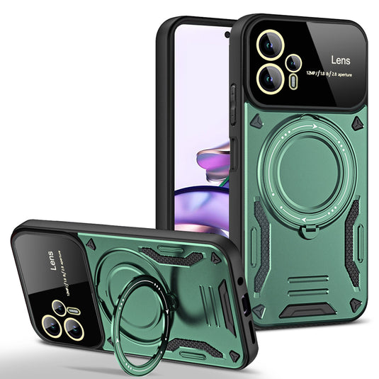 [Built-in Ring Bracket] Motorola Moto G04 Mecha-style Anti-slip Protective Hard Heavy Duty Series Case