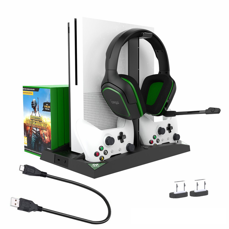 Load image into Gallery viewer, [With Built-in Cooling Fan] Xbox One 6 in 1 Multi-function Vertical Charging Dock Base  for Xbox One Game Controller Charging Station with Headset Stand
