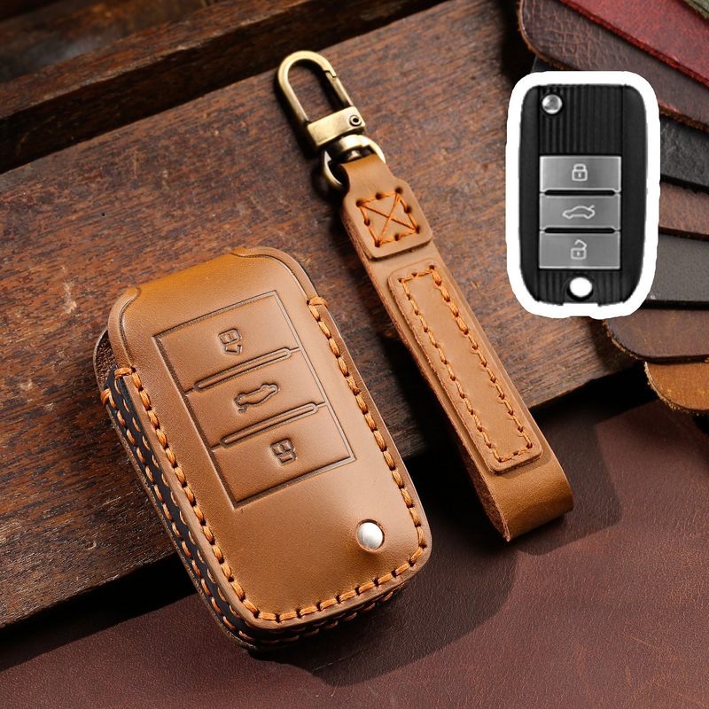 Load image into Gallery viewer, Roewe Handcrafted Genuine Leather Car Key Case For RX3, RX5 PLUS, RX8, 350, 360, i5

